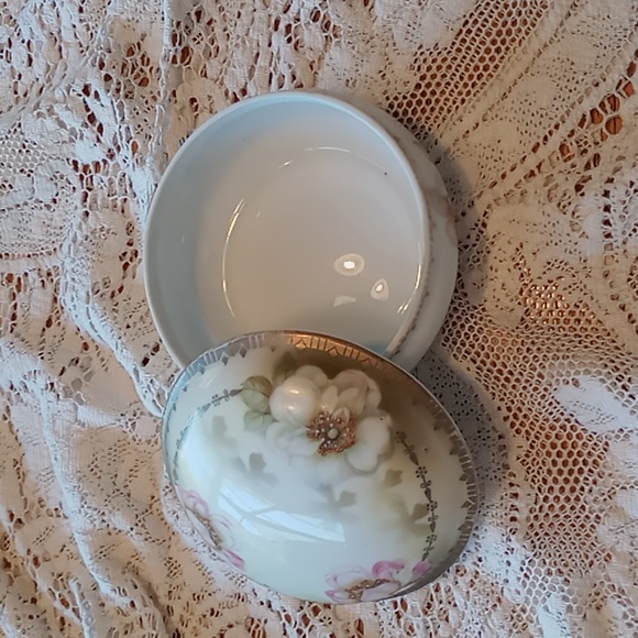 Antique Prov Saxe Porcelain 5 Piece Floral Hand-painted Vanity Set - Picture 7 of 16